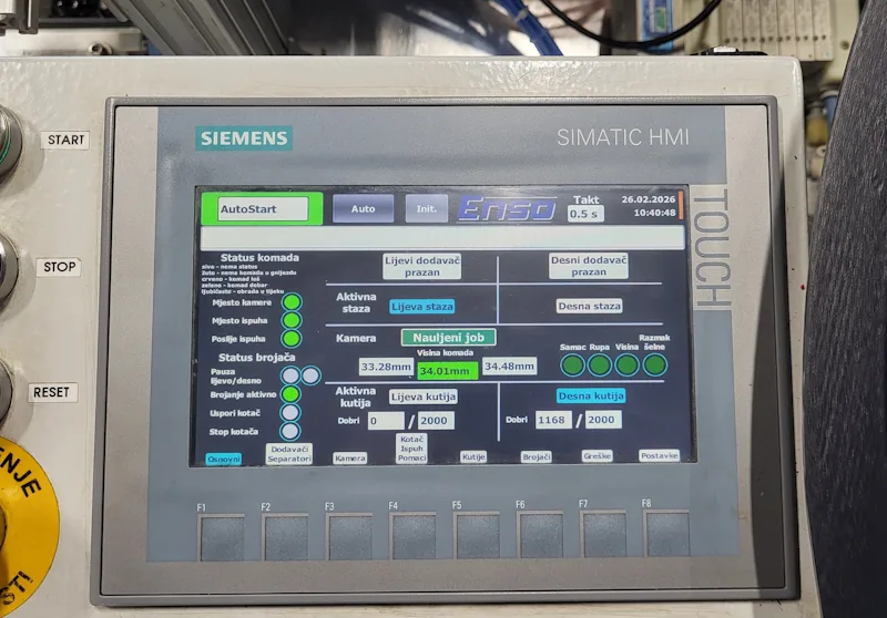 HMI upravljačko sučelje stroja LINKO s OPC UA zapisom proizvodnje u CSV